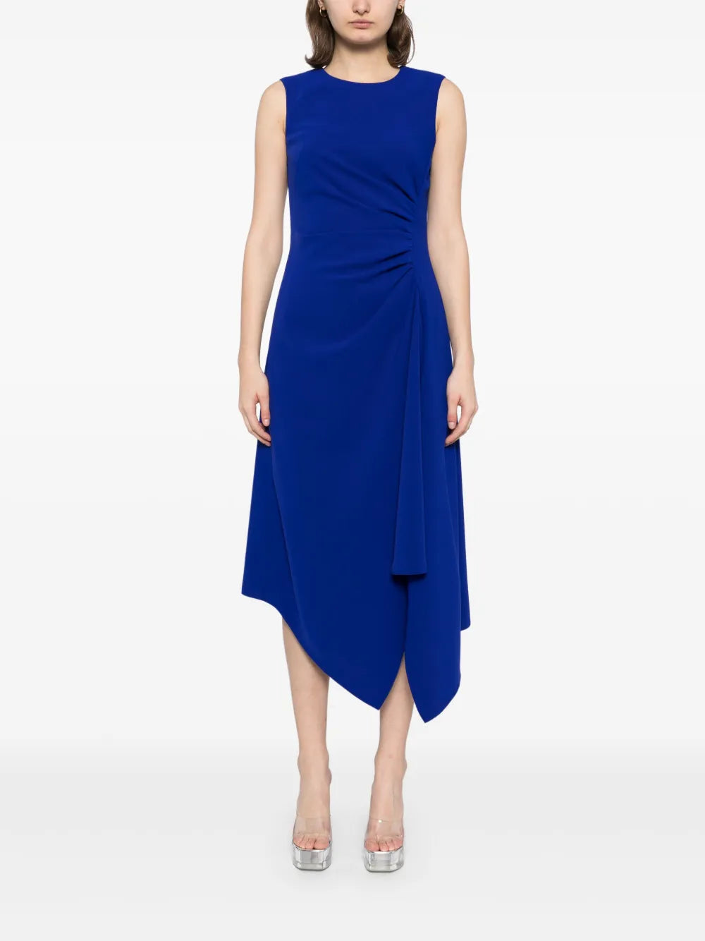 Draped Crepe Midi Dress