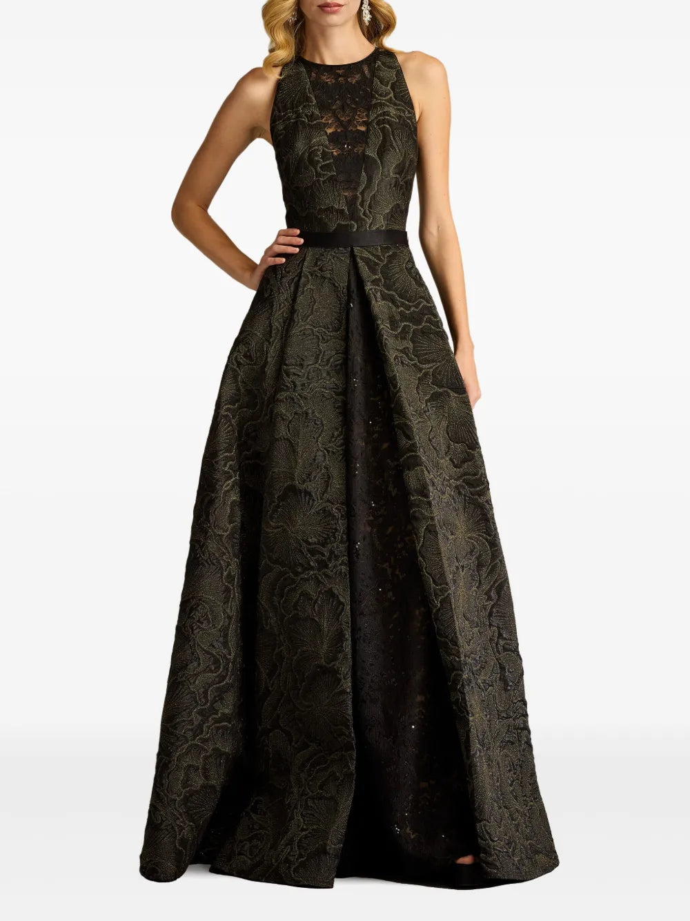 Darana Floral-Jacquard Gown
