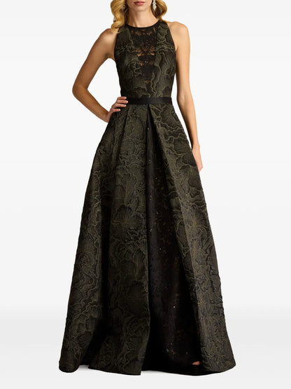 Darana Floral-Jacquard Gown