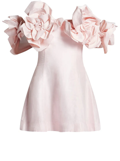 Flower-Detailing Mini Dress