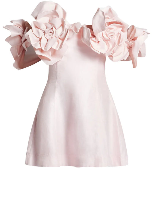 Flower-Detailing Mini Dress