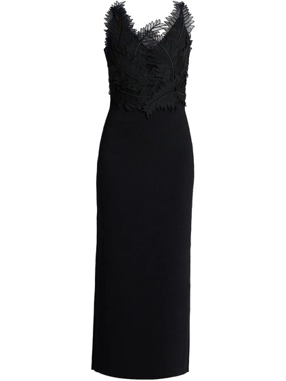 Embroidered-Design Midi Dress