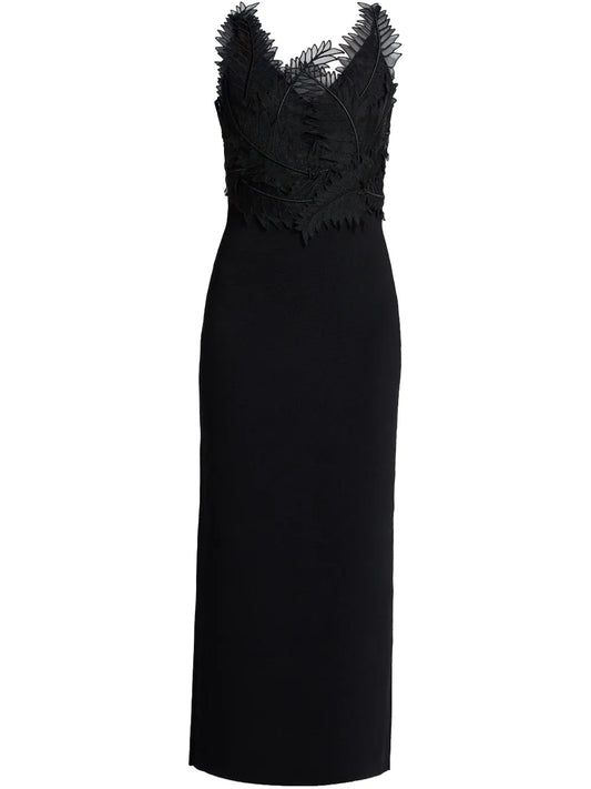Embroidered-Design Midi Dress