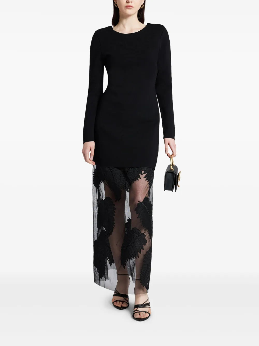 Embroidered-Design Midi Dress