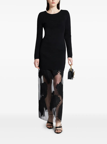 Embroidered-Design Midi Dress
