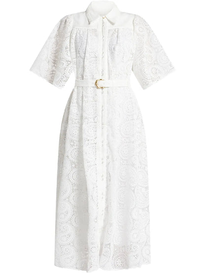 Lace-Detailing Midi Dress