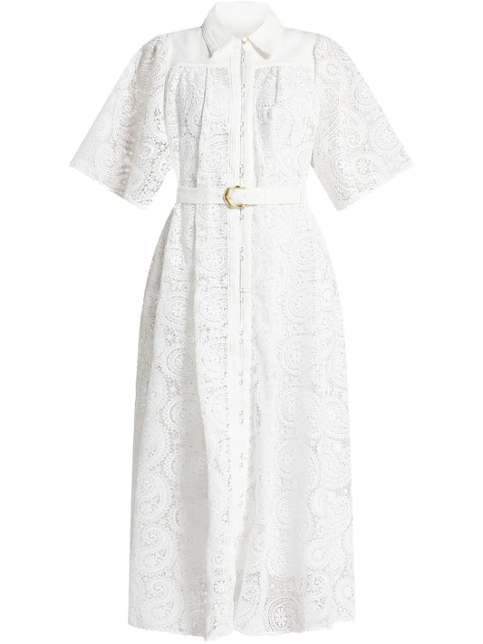 Lace-Detailing Midi Dress