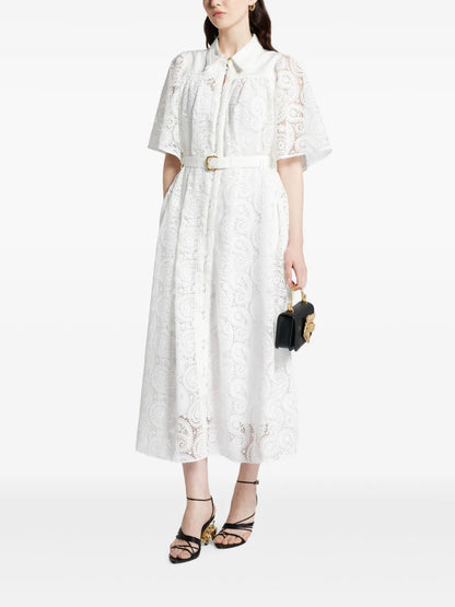 Lace-Detailing Midi Dress