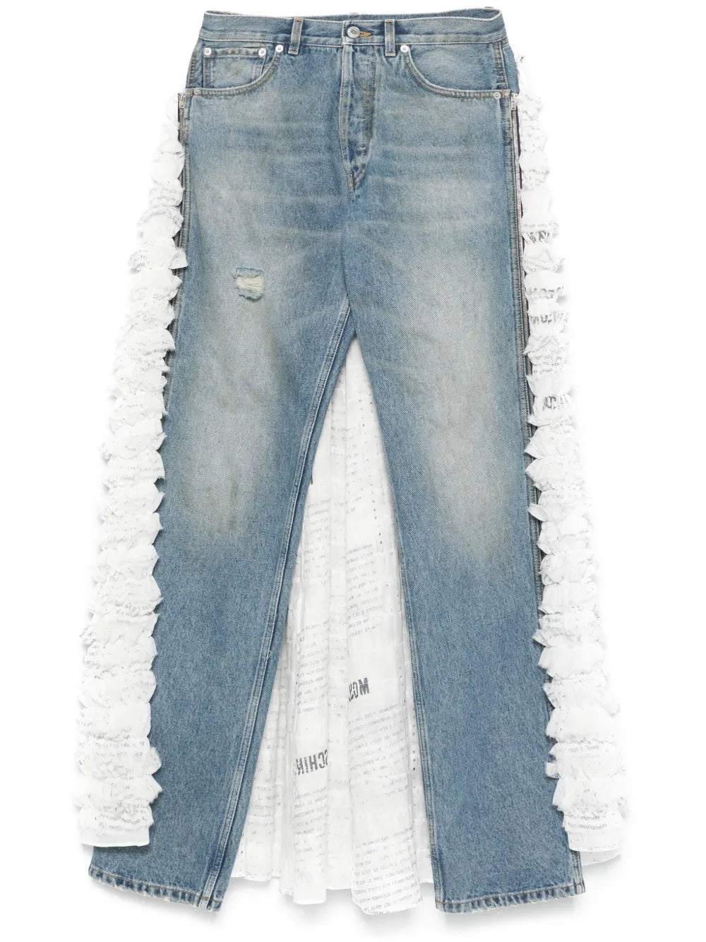 Ruffled-Train Jeans
