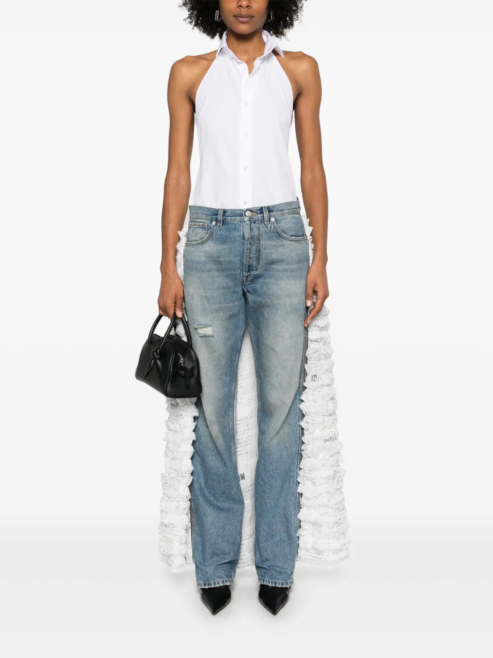 Ruffled-Train Jeans