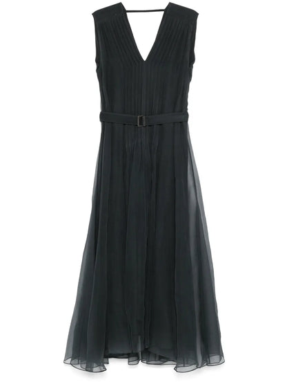 Pleated Belted Dress