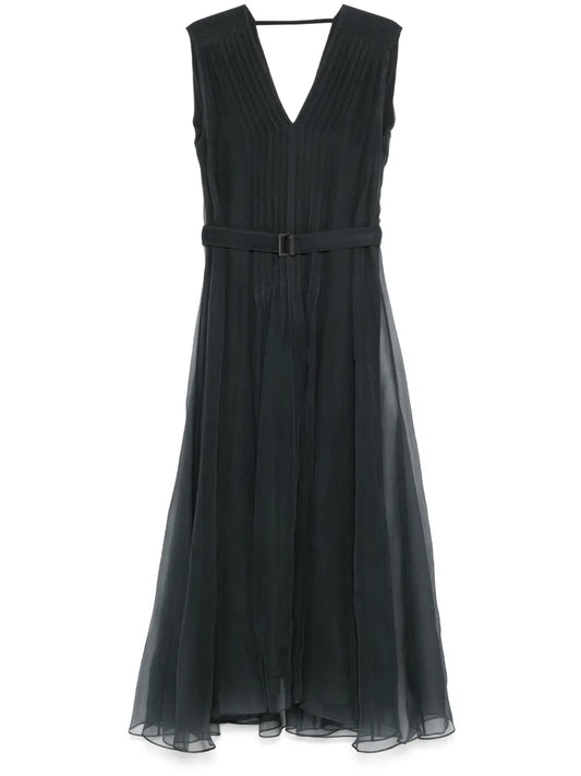 Pleated Belted Dress