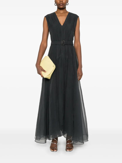 Pleated Belted Dress