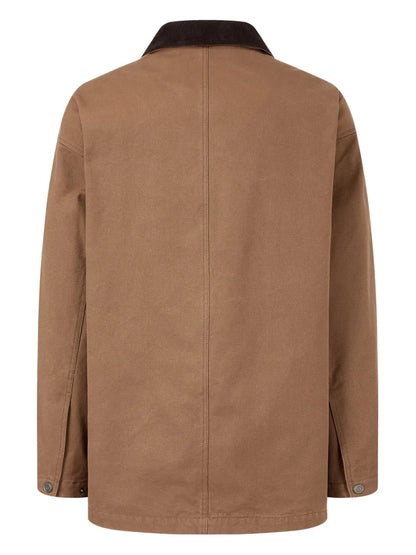 Corduroy-Collar Canvas Jacket