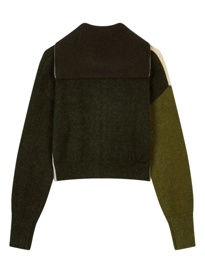 Colour-Block Zip-Up Cardigan