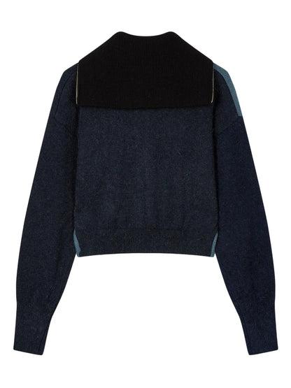 Colour-Block Zip-Up Cardigan