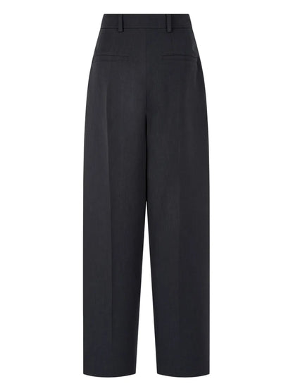 Pintuck-Detail Wide-Leg Trousers