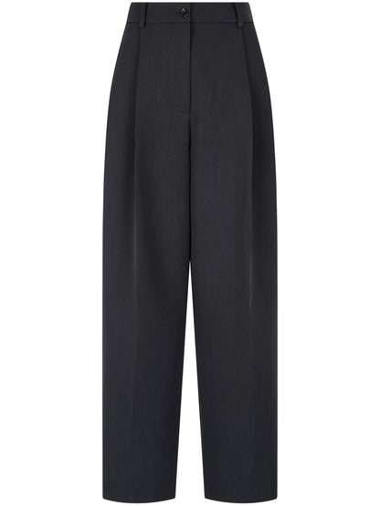 Pintuck-Detail Wide-Leg Trousers
