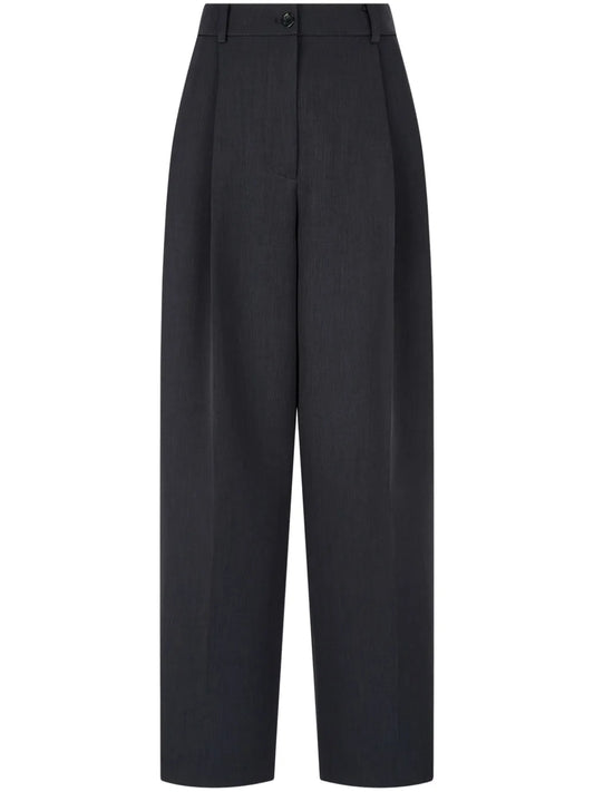 Pintuck-Detail Wide-Leg Trousers