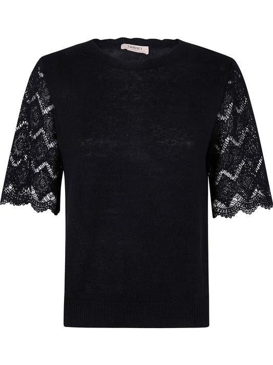 Lace-Sleeved Blouse