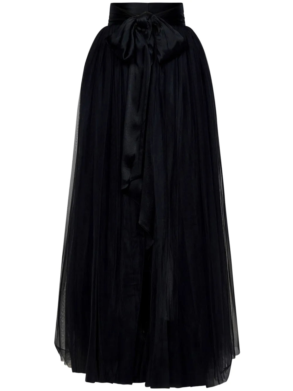 Tulle-Overlay Maxi Skirt