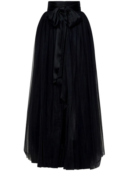 Tulle-Overlay Maxi Skirt