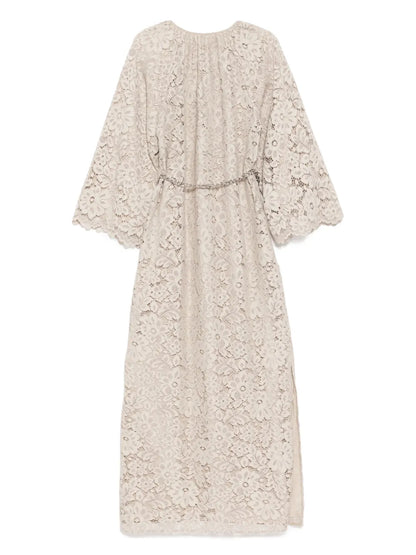 Floral-Lace Bell-Sleeves Kaftan