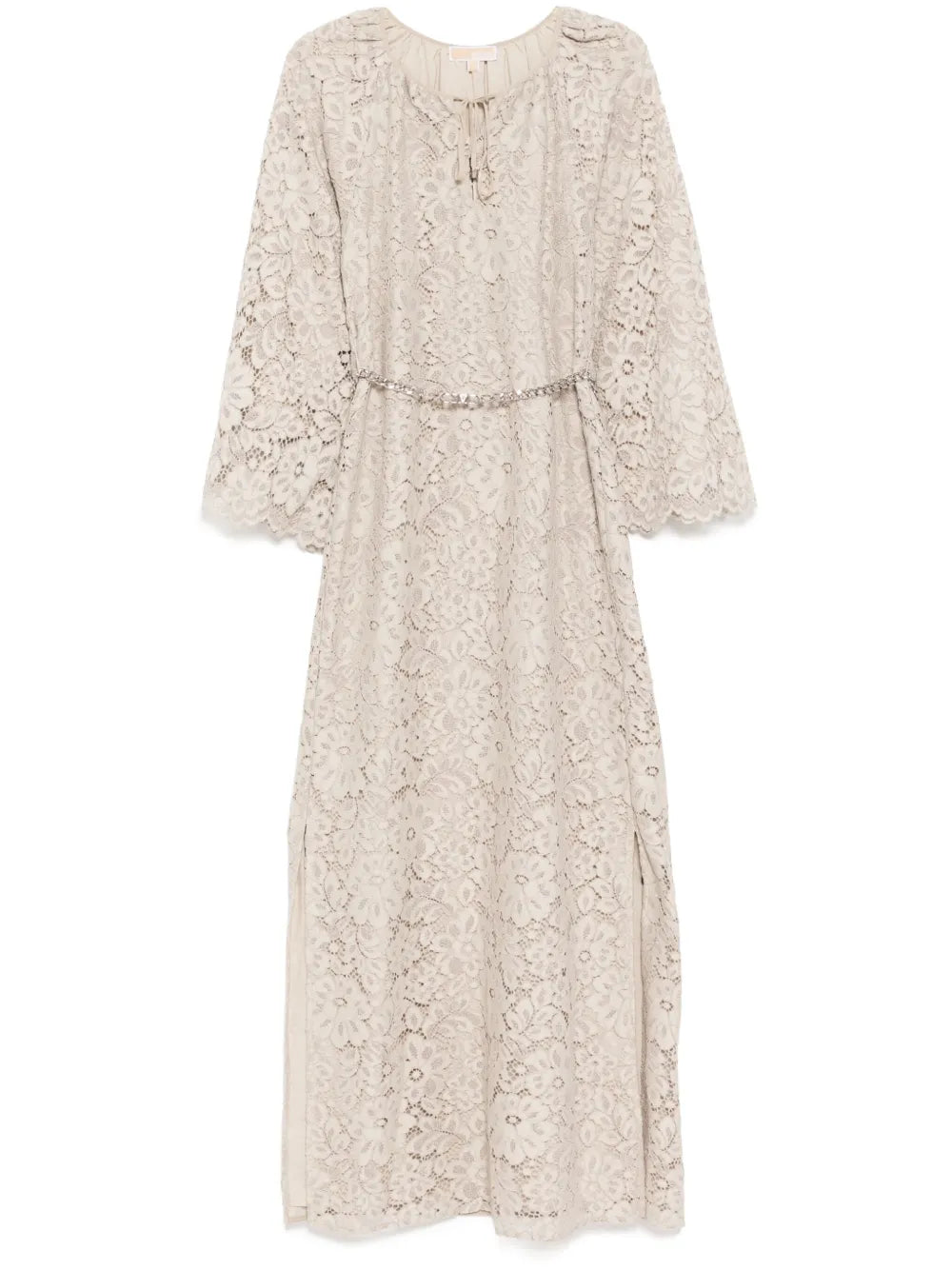 Floral-Lace Bell-Sleeves Kaftan