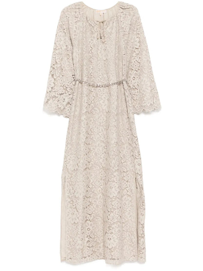 Floral-Lace Bell-Sleeves Kaftan