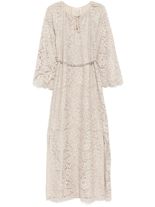 Floral-Lace Bell-Sleeves Kaftan