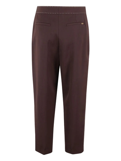 Contrast-Stitching Straight Trousers