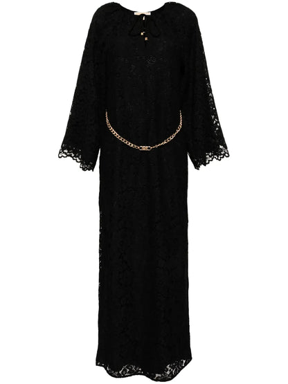 Floral-Lace Bell-Sleeves Kaftan