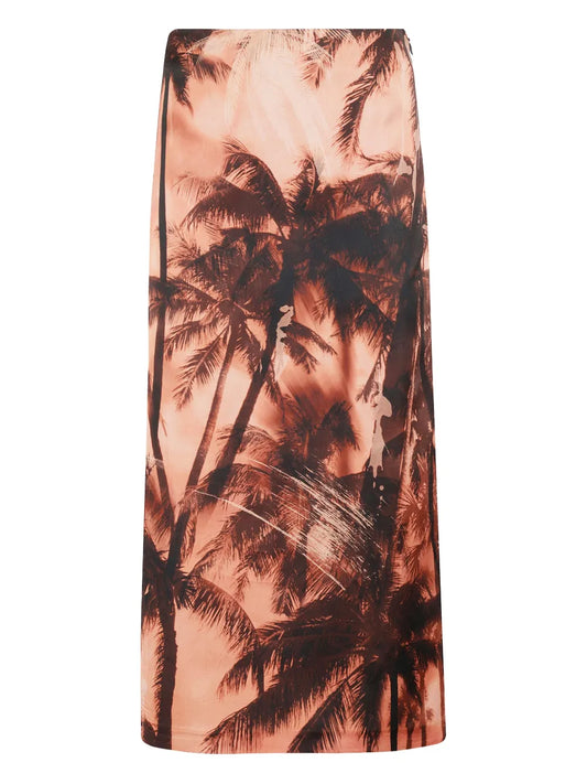 Graphic-Print Midi Skirt