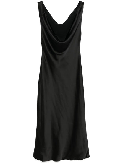 Drape-Neck Midi Dress