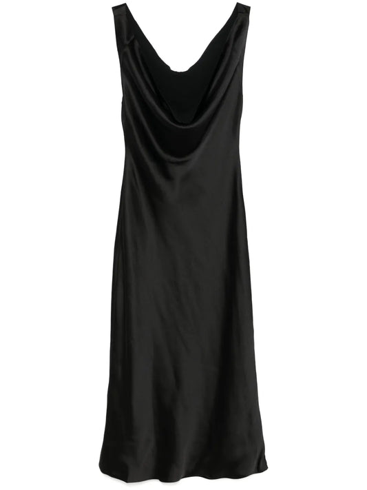 Drape-Neck Midi Dress