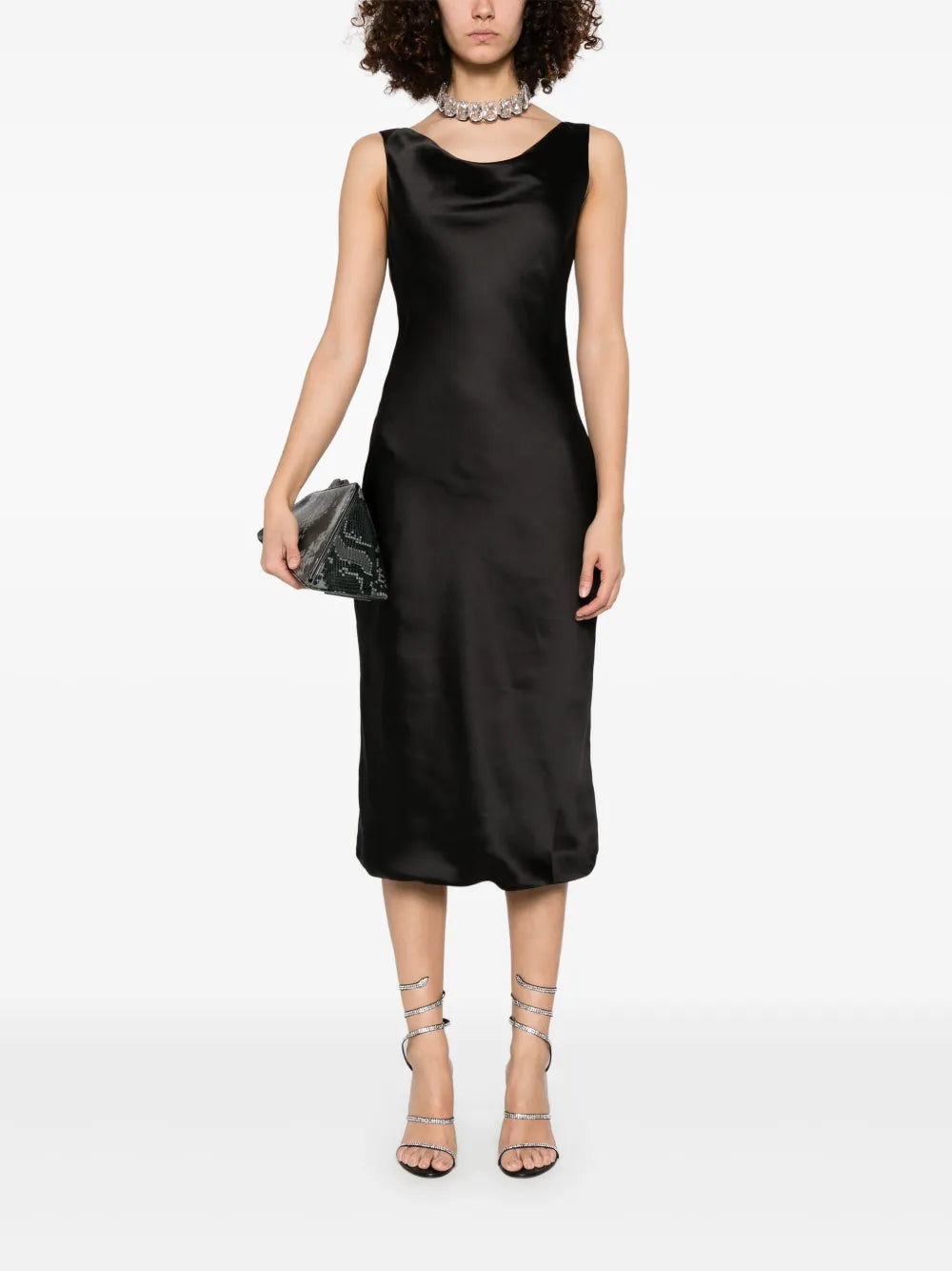 Drape-Neck Midi Dress