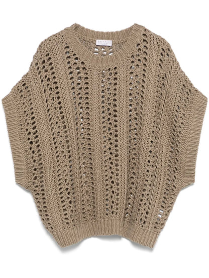 Ribbed-Net Cotton Vest