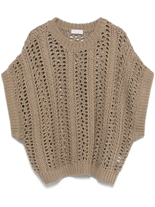 Ribbed-Net Cotton Vest