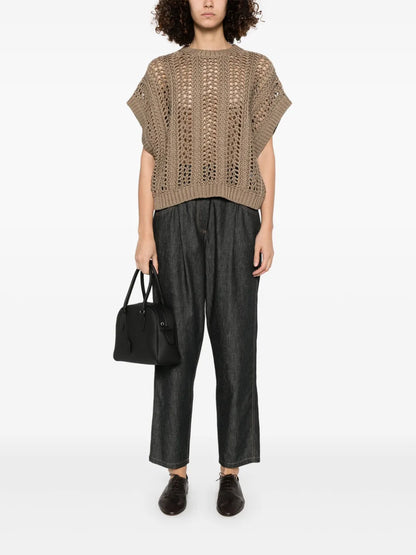Ribbed-Net Cotton Vest