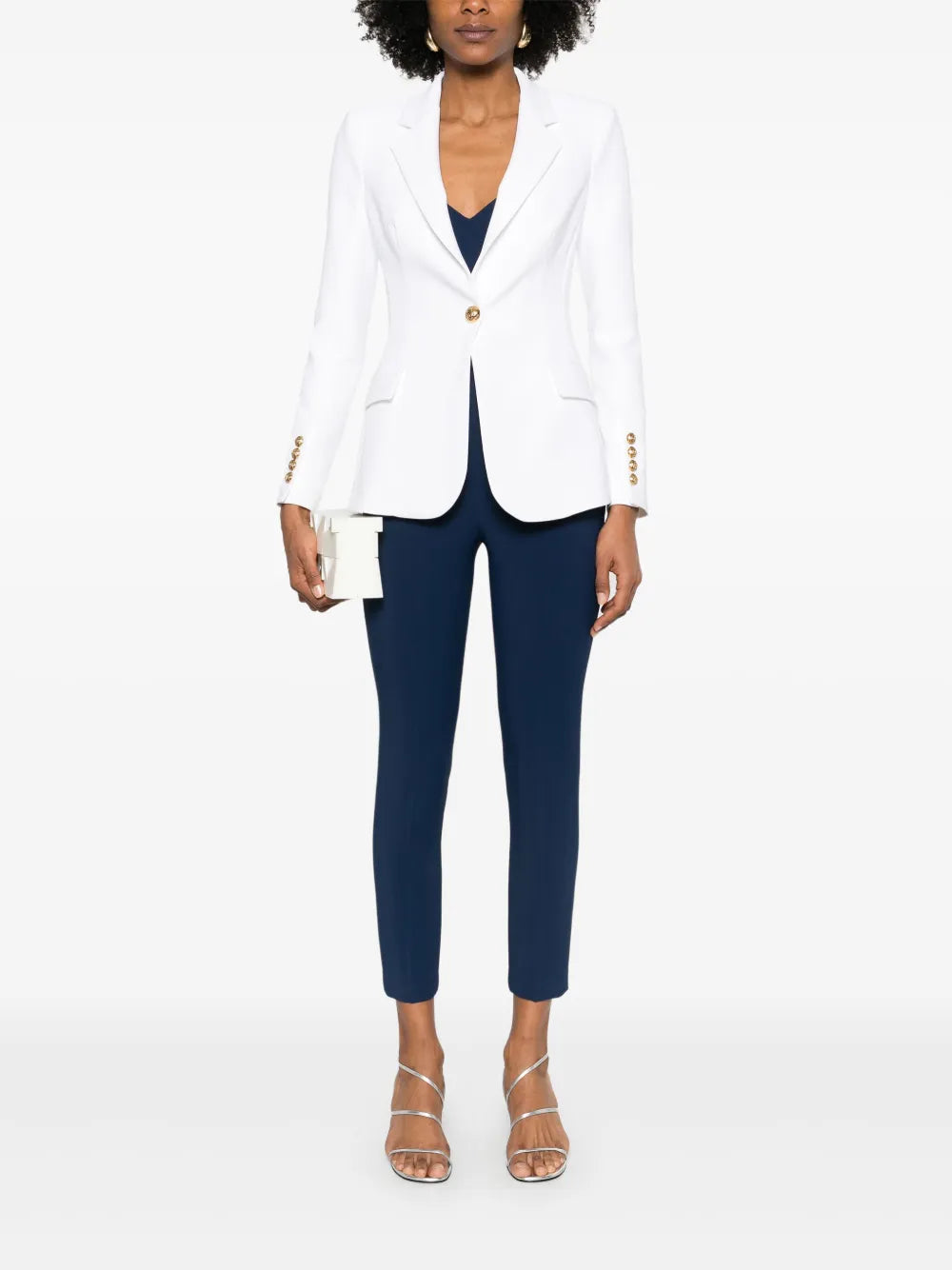 Strap-Detail Crepe Blazer