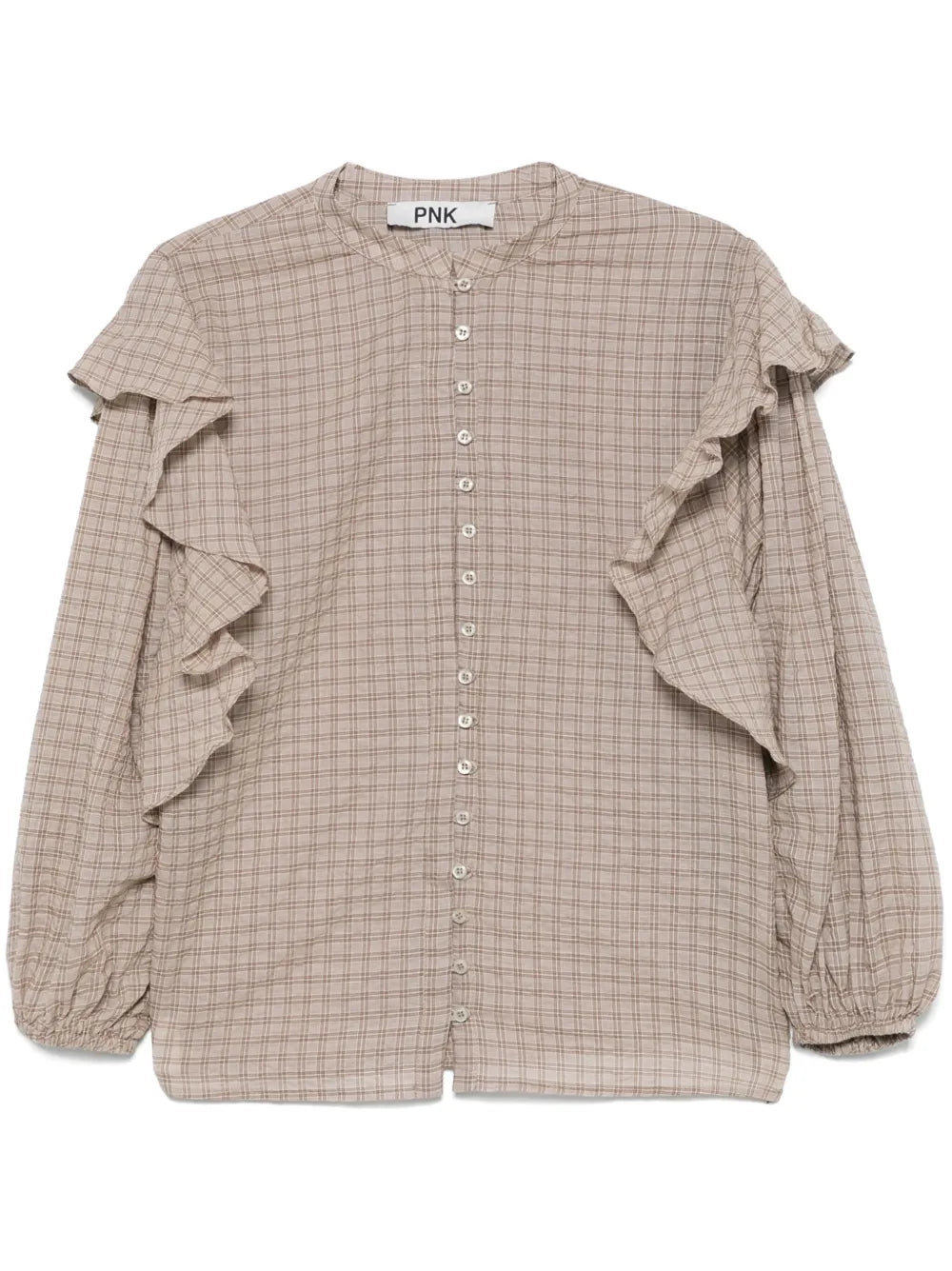 Ruffle-Detail Checkered Shirt