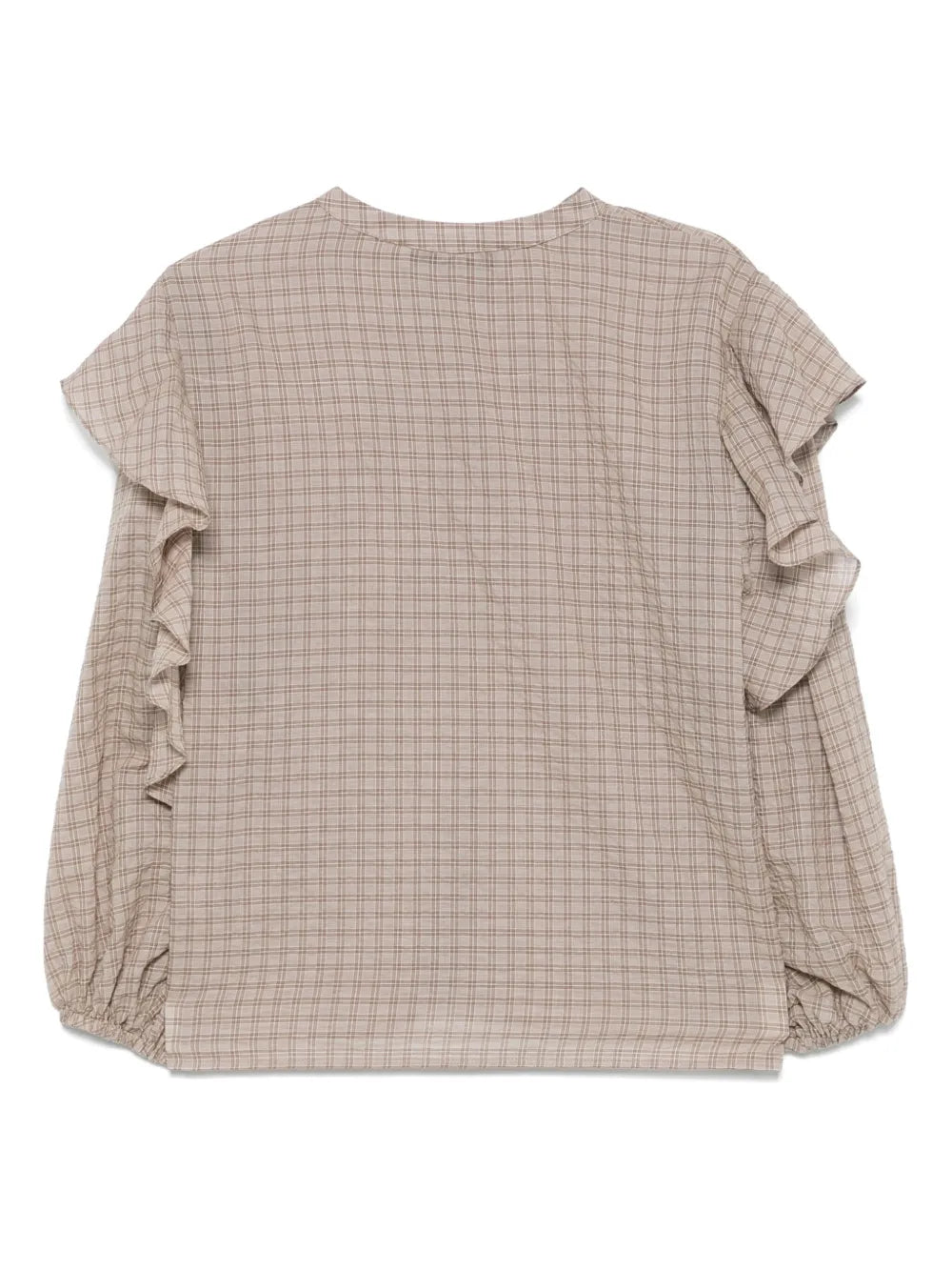 Ruffle-Detail Checkered Shirt