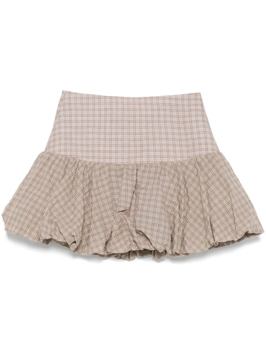 Balloon Checkered Mini Skirt