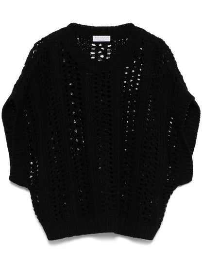 Ribbed-Net Cotton Vest