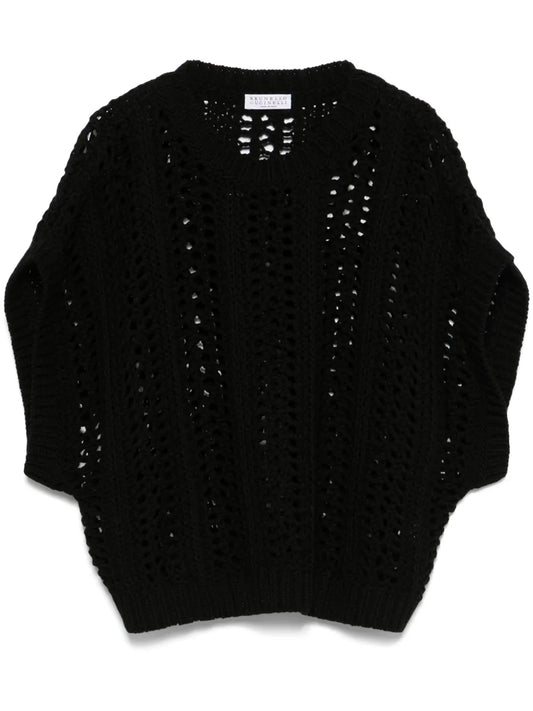 Ribbed-Net Cotton Vest