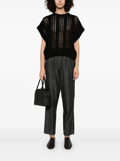 Ribbed-Net Cotton Vest