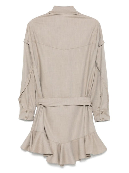 Plissé-Detail Mini Dress