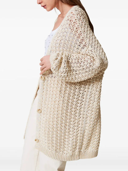 Open-Knit Maxi Cardigan