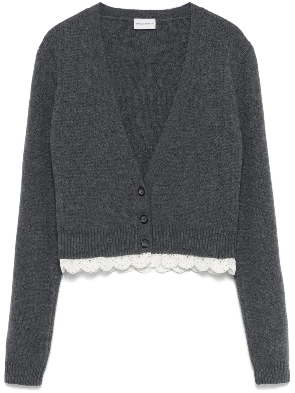 Lace-Trim Cashmere Cardigan