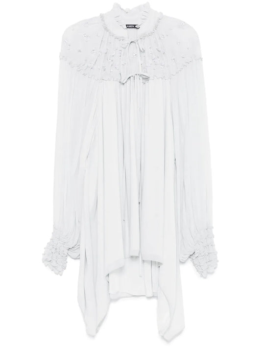 Floral-Appliqué Blouse